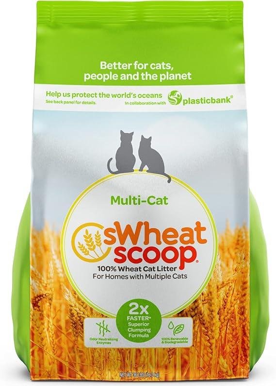 sWheat Scoop 天然小麦猫砂，适合多猫家庭