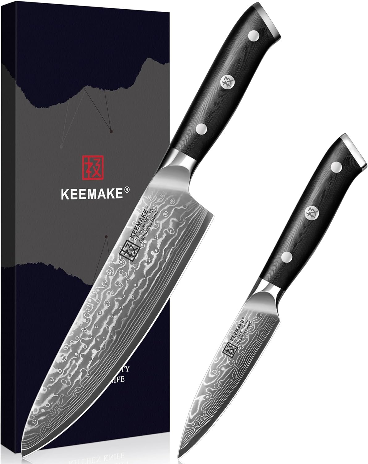 KEEMAKE 大马士革厨刀两件套