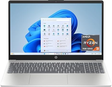 HP 15.6 inch Laptop, HD Touchscreen Display, AMD Ryzen 3 7320U, 8 GB RAM, 128 GB SSD, AMD Radeon Graphics, Windows 11 Home